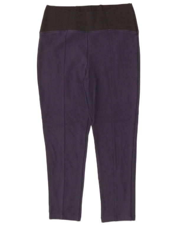 MARKS & SPENCER Womens Crop Casual Trousers UK 10 Small W28 L24 Navy Blue