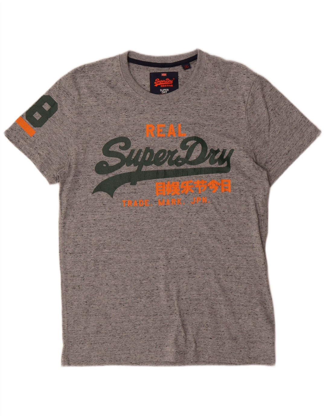 Superdry Mens Graphic T-Shirt Top Large Grey Flecked Cotton