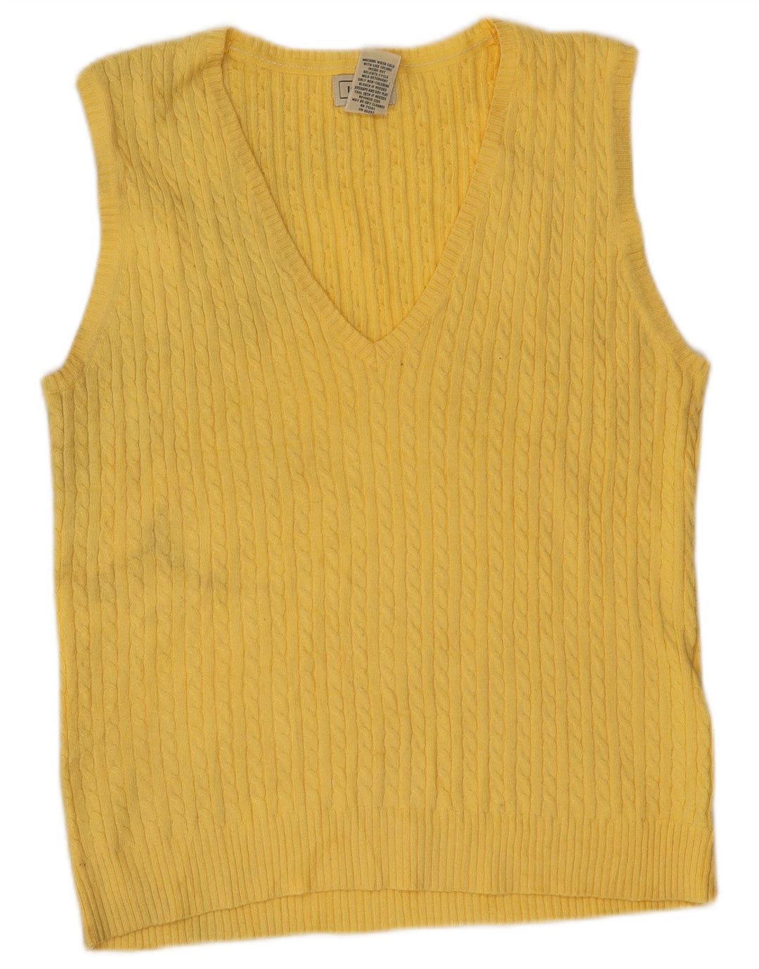 L.L.Bean Womens Vest Tank Top UK 12 Medium Yellow Cotton