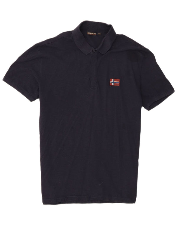 Napapijri Mens Geographic Polo Shirt Large Navy Blue Cotton