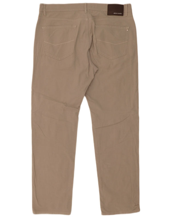 Pierre Cardin Mens Lyon Straight Casual Trousers W38 L32 Beige Cotton