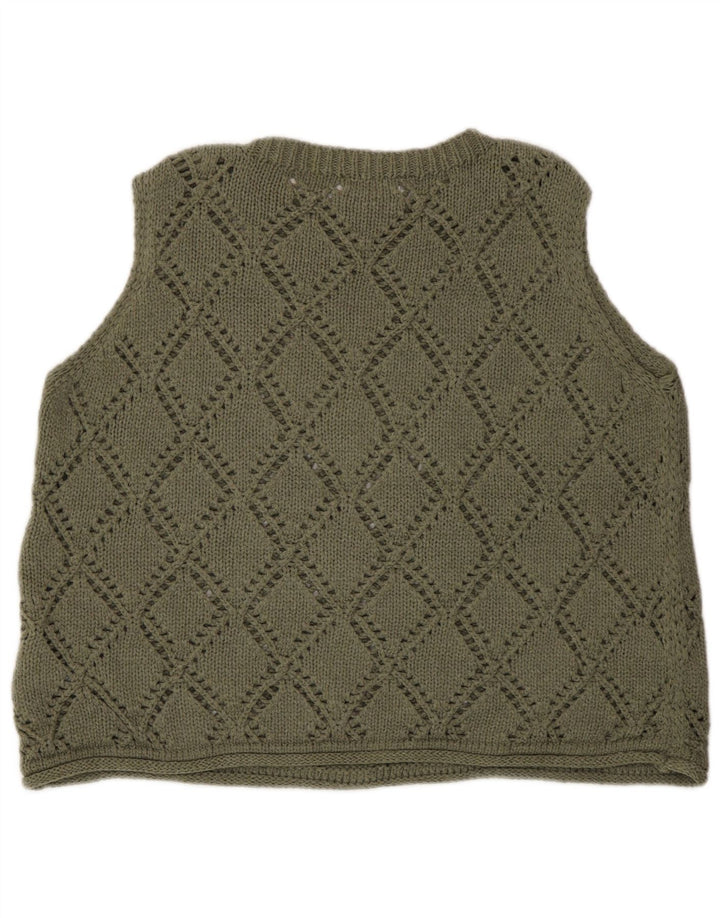 Marks & Spencer Womens Vest Tank Top UK 16 Large Khaki Cotton