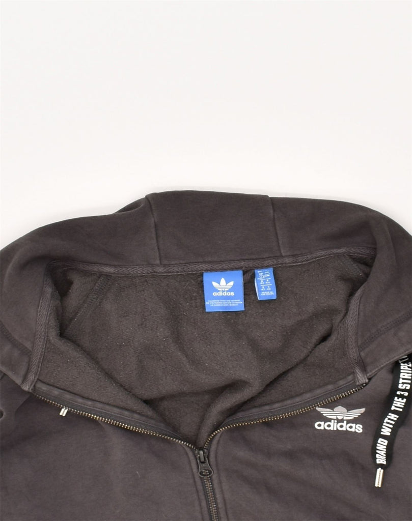 ADIDAS Womens Graphic Zip Hoodie Sweater UK 16 Large Grey Cotton | Vintage Adidas | Thrift | Second-Hand Adidas | Used Clothing | Messina Hembry 