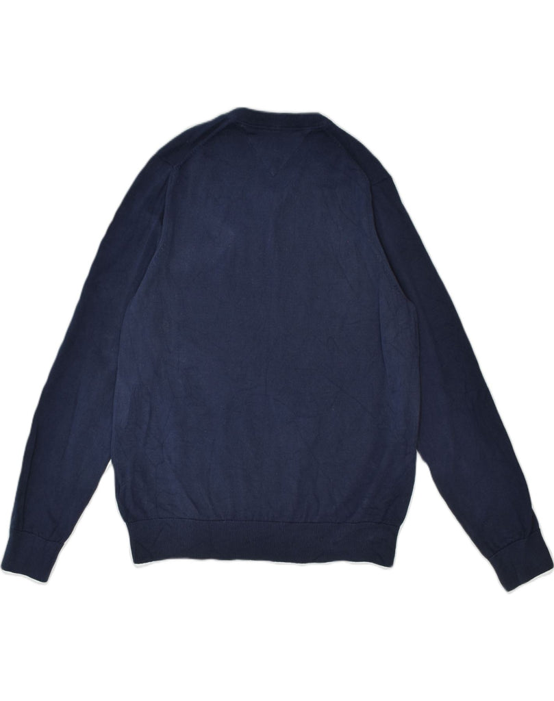 TOMMY HILFIGER Mens V-Neck Jumper Sweater Medium Navy Blue Cotton | Vintage | Thrift | Second-Hand | Used Clothing | Messina Hembry 