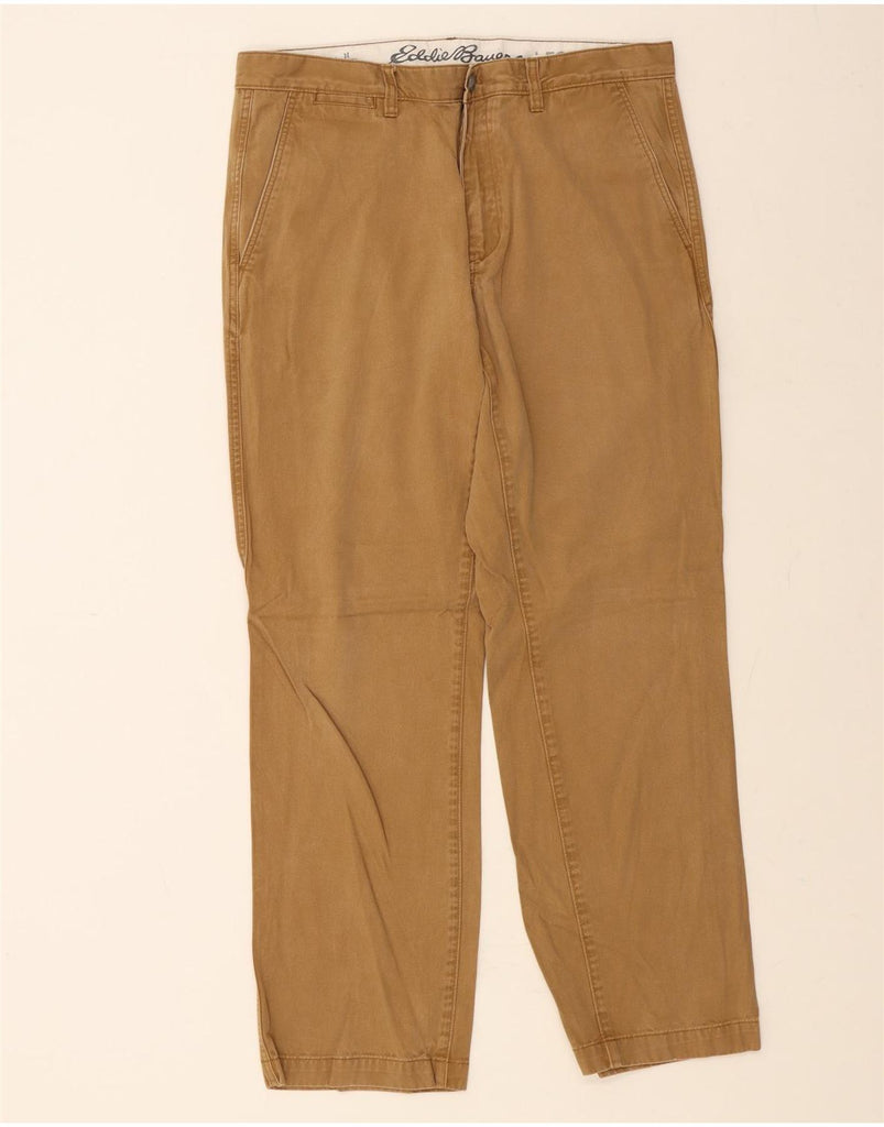 EDDIE BAUER Mens Straight Chino Trousers W34 L32 Brown Cotton Vintage Eddie Bauer and Second-Hand Eddie Bauer from Messina Hembry 