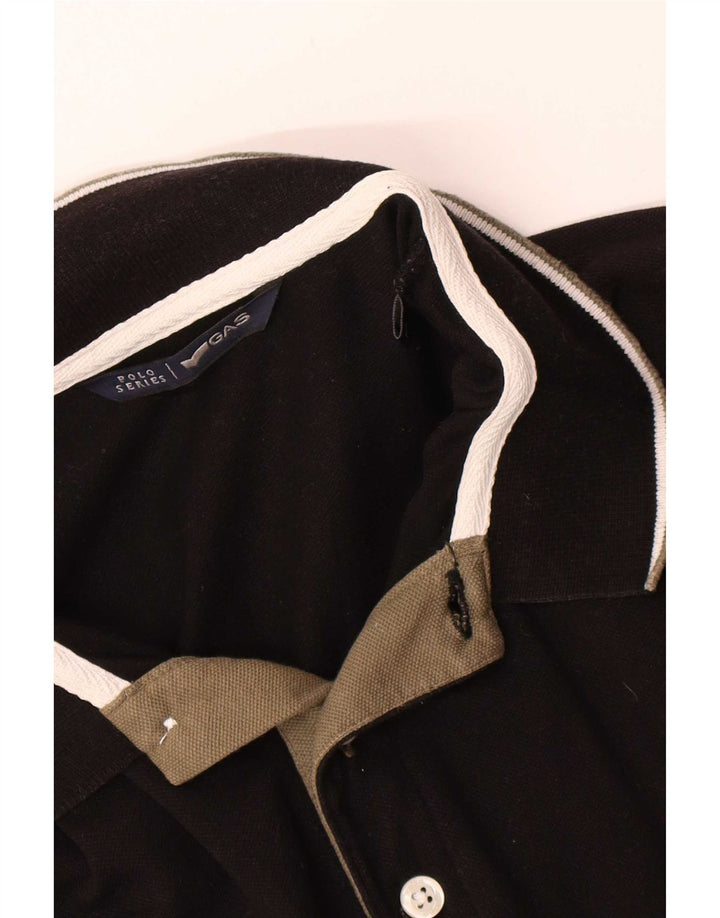 Gas Mens Polo Shirt Large Black Cotton