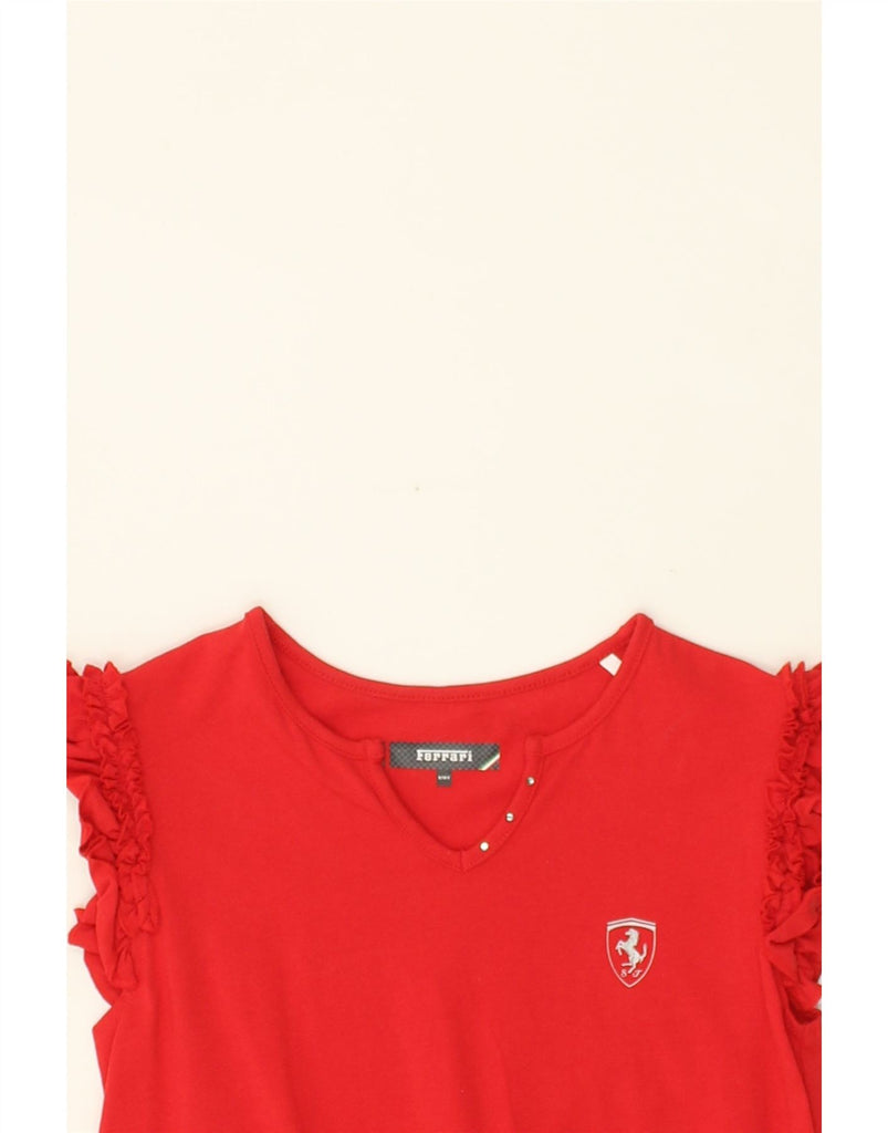 FERRARI Girls Drop Waist Dress 9-10 Years Red Cotton | Vintage Ferrari | Thrift | Second-Hand Ferrari | Used Clothing | Messina Hembry 