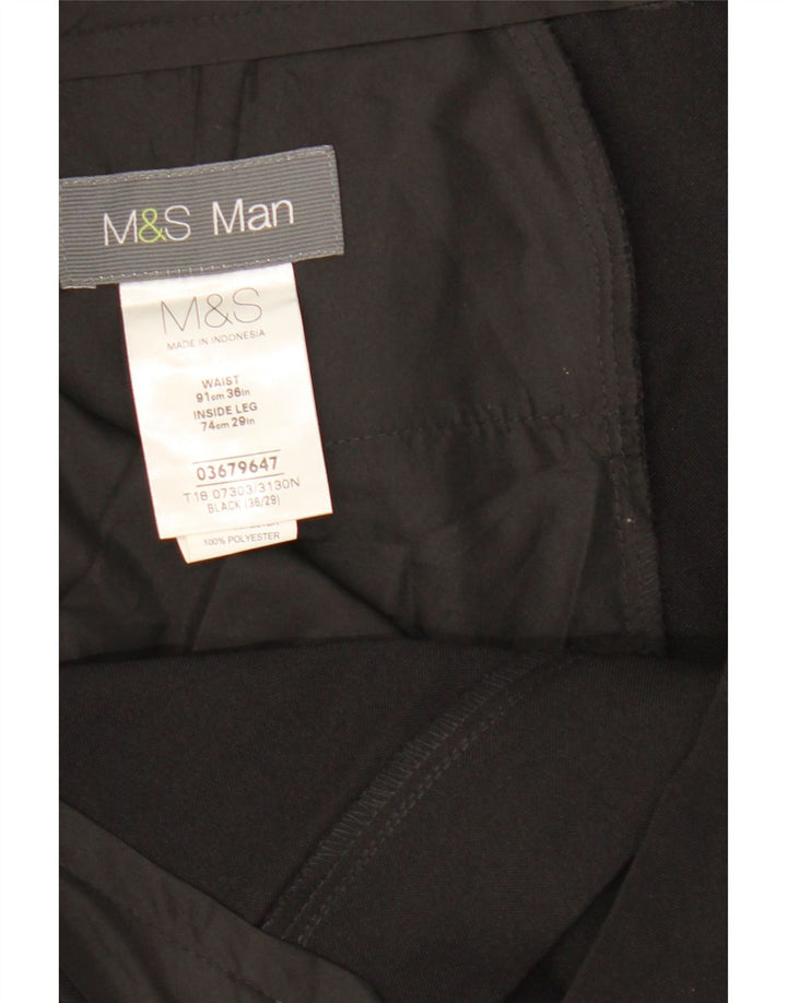 Marks & Spencer Mens Straight Chino Trousers W36 L29 Black Polyester