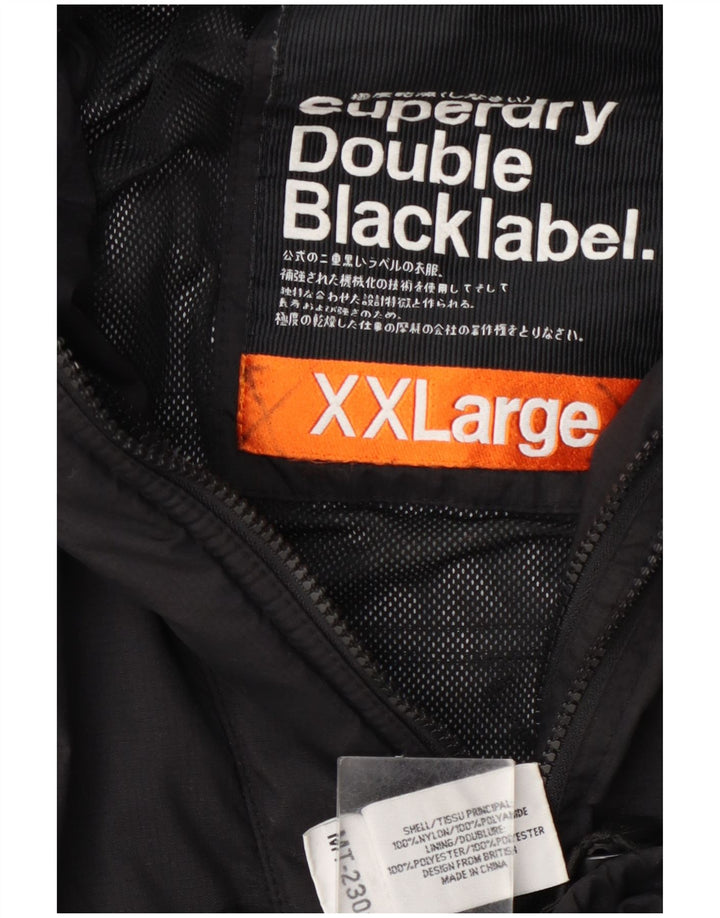 Superdry Womens Rain Jacket UK 20 2XL Black Nylon