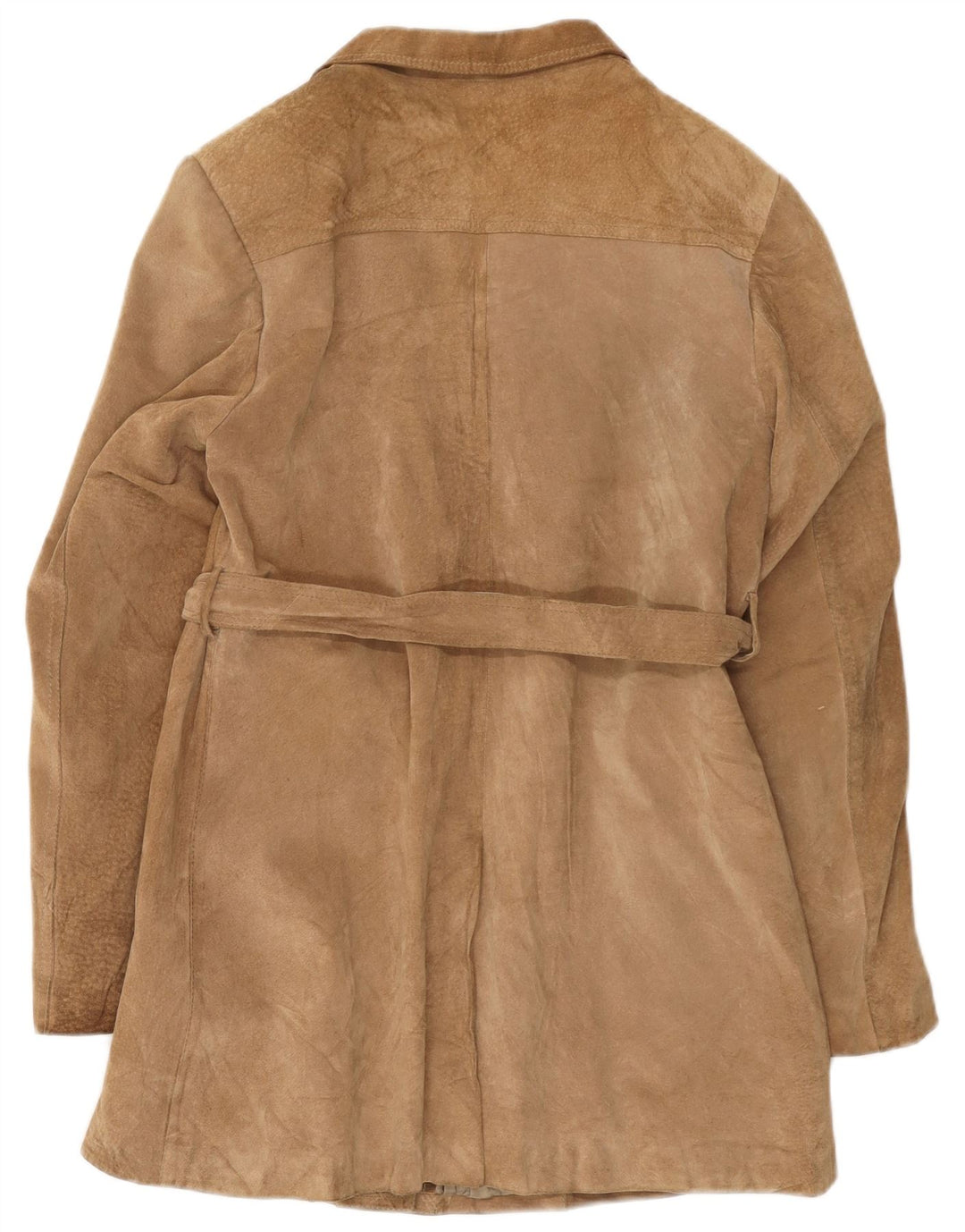 Vintage Womens Suede Overcoat UK 14 Medium Beige
