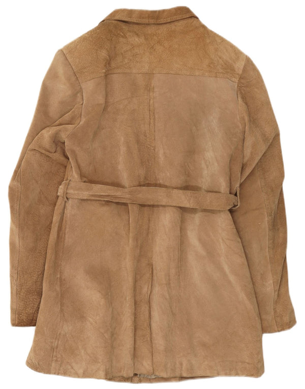 Vintage Womens Suede Overcoat UK 14 Medium Beige