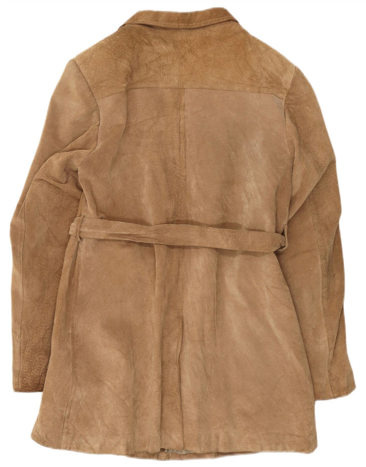 Vintage Womens Suede Overcoat UK 14 Medium Beige