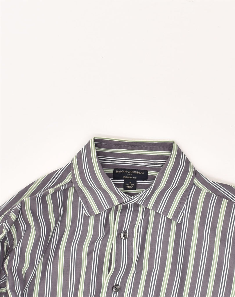 BANANA REPUBLIC Mens Original Fit Shirt Size 141/2 Small Grey Striped | Vintage Banana Republic | Thrift | Second-Hand Banana Republic | Used Clothing | Messina Hembry 