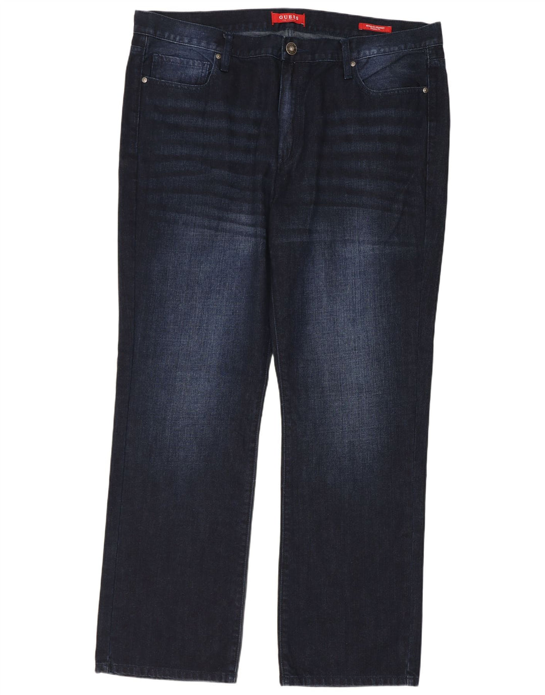 Guess Mens Straight Jeans W40 L32 Navy Blue Cotton