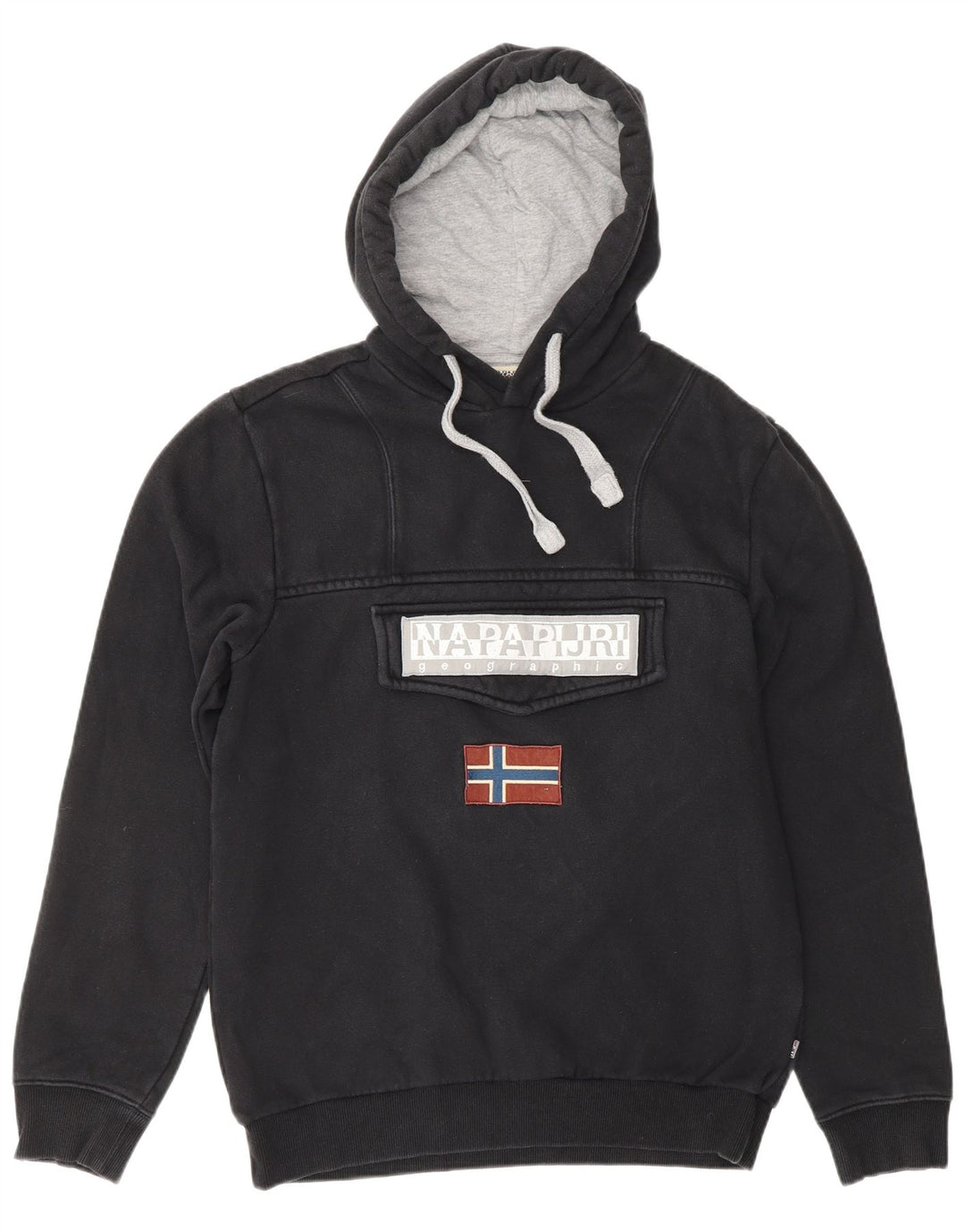 NAPAPIJRI Mens Geographic Graphic Hoodie Jumper Small Black