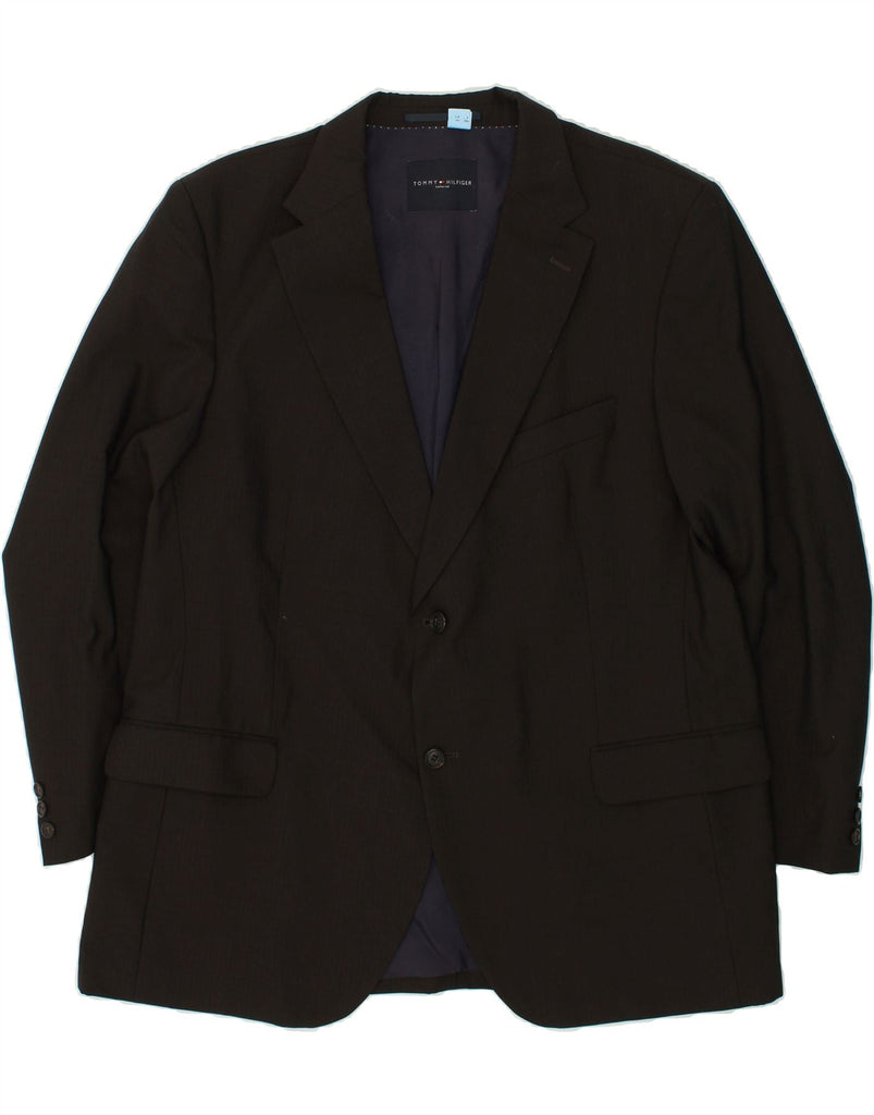TOMMY HILFIGER Mens 2 Button Blazer Jacket UK 40 Large Black Virgin Wool | Vintage Tommy Hilfiger | Thrift | Second-Hand Tommy Hilfiger | Used Clothing | Messina Hembry 