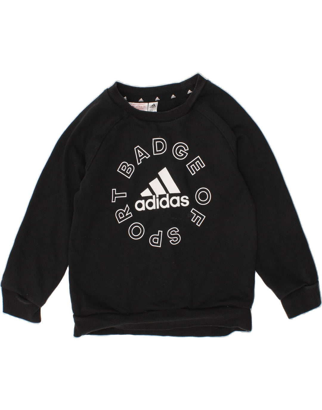 ADIDAS Boys Graphic Sweatshirt Jumper 4-5 Years Black Cotton Vintage Adidas and Second-Hand Adidas from Messina Hembry 