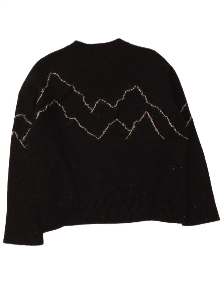 All Saints Womens Crew Neck Jumper Sweater UK 16 Large Black Wool
