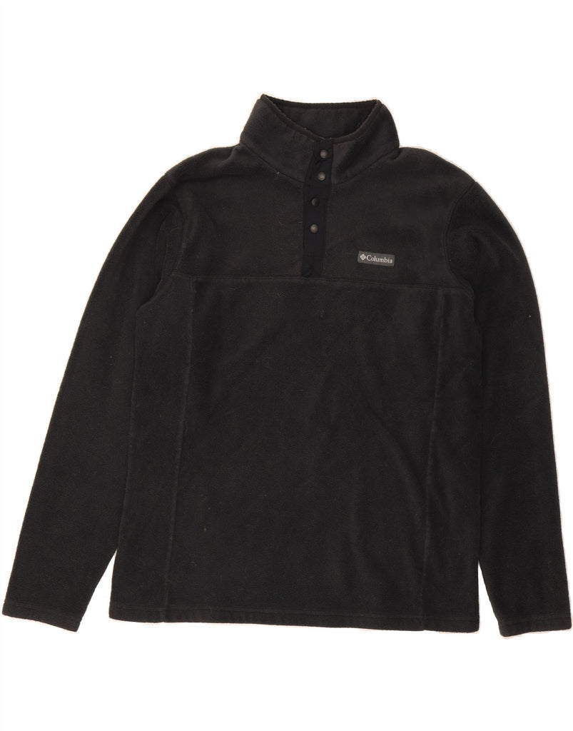 COLUMBIA Mens Button Neck Fleece Jumper XL Black Polyester Vintage Columbia and Second-Hand Columbia from Messina Hembry 