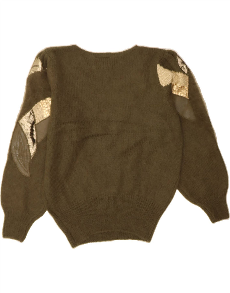 MADELEINE Womens Boat Neck Jumper Sweater EU 40/42 Medium Khaki Mohair Vintage Madeleine and Second-Hand Madeleine from Messina Hembry 