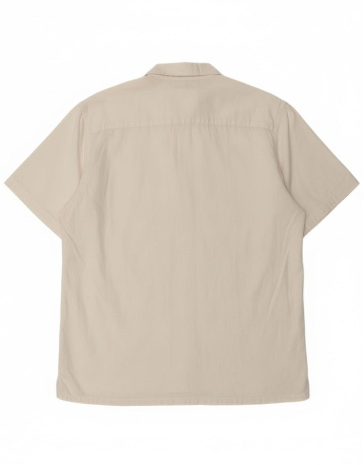 Sisley Mens Short Sleeve Regular Fit Shirt Medium White Linen