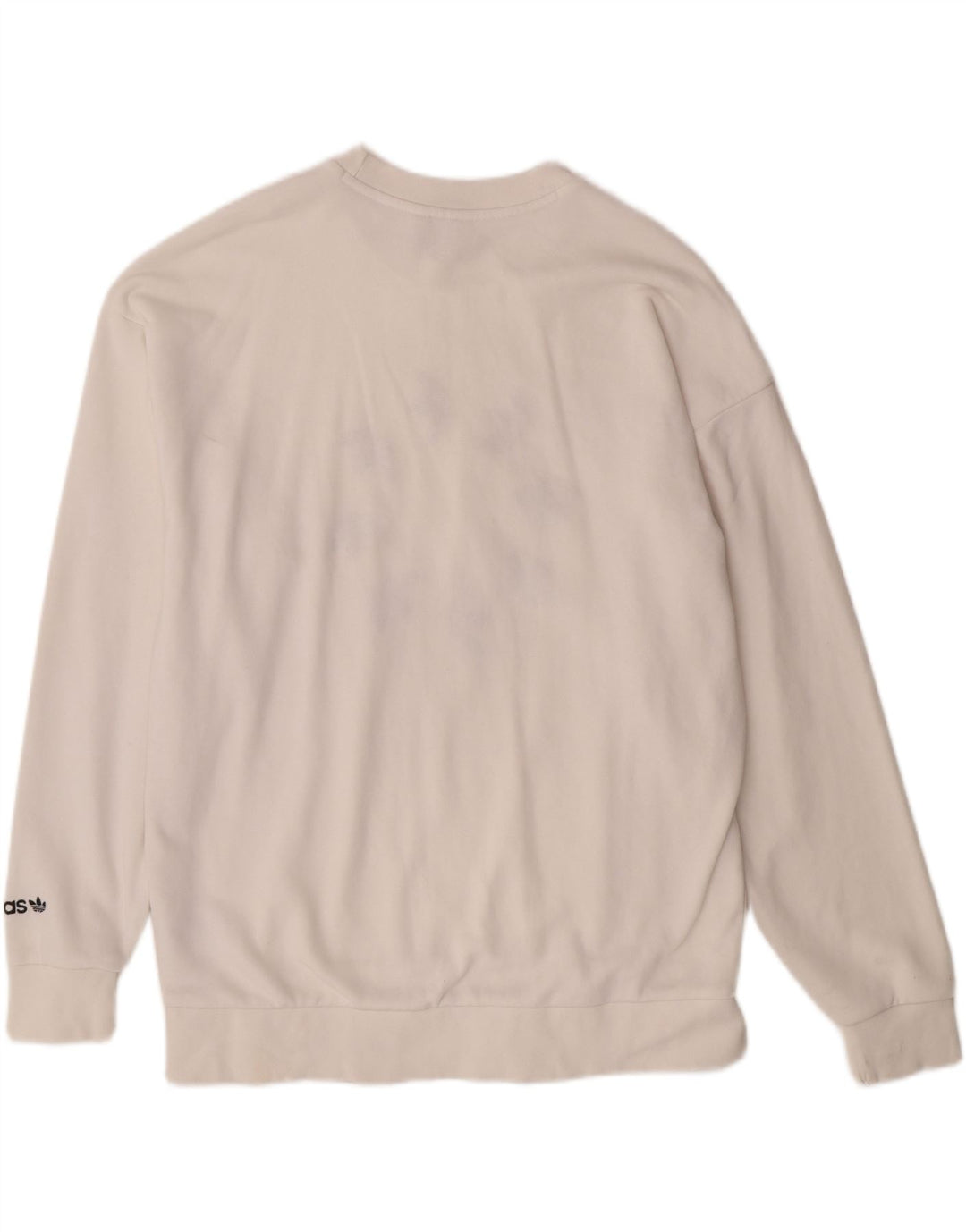 ADIDAS Womens Oversized Graphic Sweatshirt Jumper UK 12 Medium  Off White