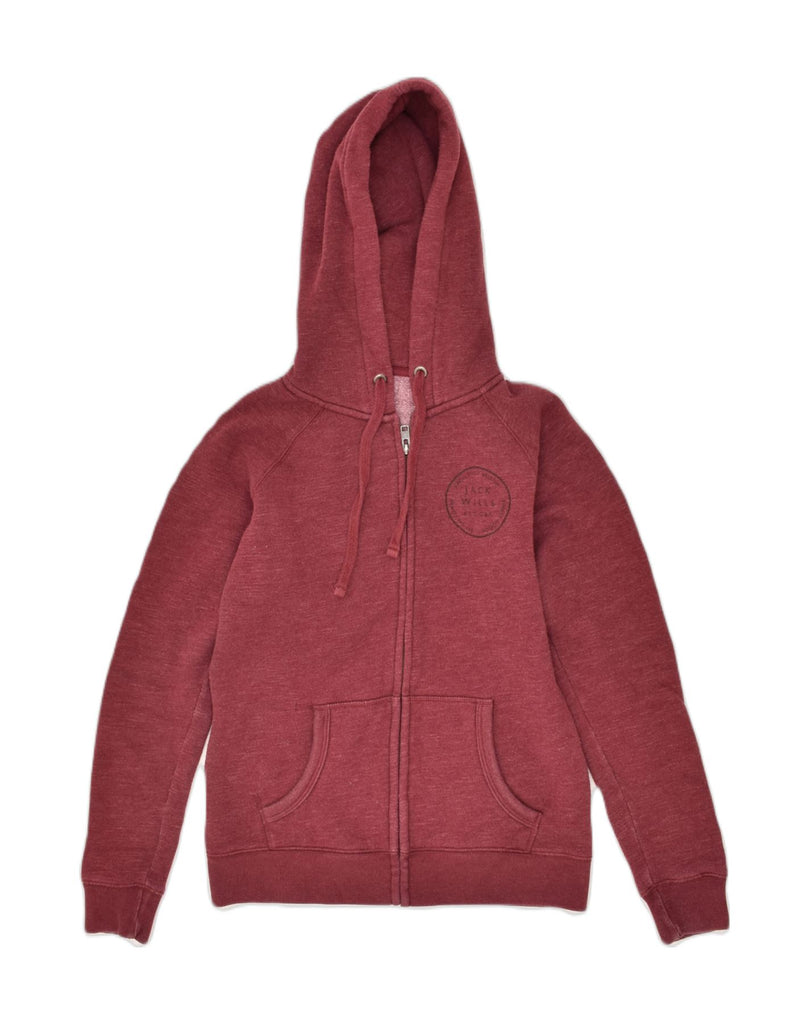 JACK WILLS Womens Zip Hoodie Sweater UK 10 Small Maroon Cotton | Vintage Jack Wills | Thrift | Second-Hand Jack Wills | Used Clothing | Messina Hembry 