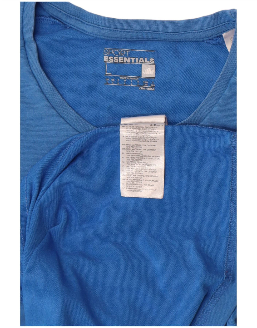Adidas Mens Climalite T-Shirt Top Large Blue Cotton
