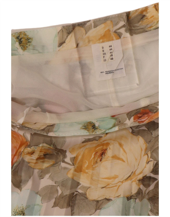 VINTAGE Womens Pleated Skirt EU 44 XL W32 Multicoloured Floral Polyester