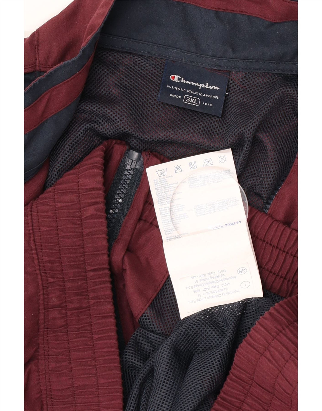Champion Mens Windbreaker Jacket UK 46 3XL Burgundy Colourblock Polyester