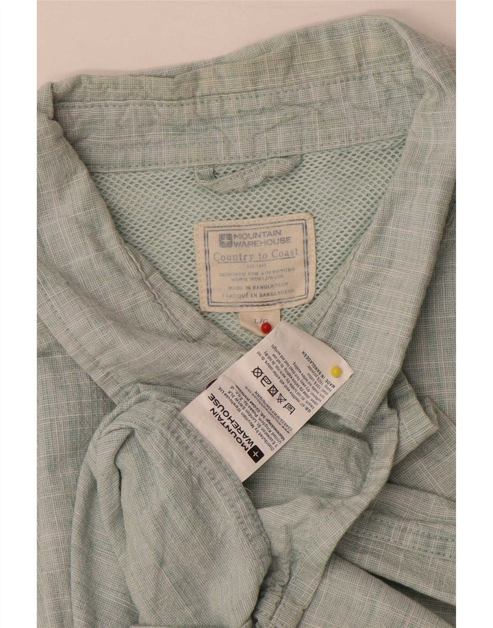 Mountain Warehouse Mens Short Sleeve Shirt Large Green Flecked Cotton