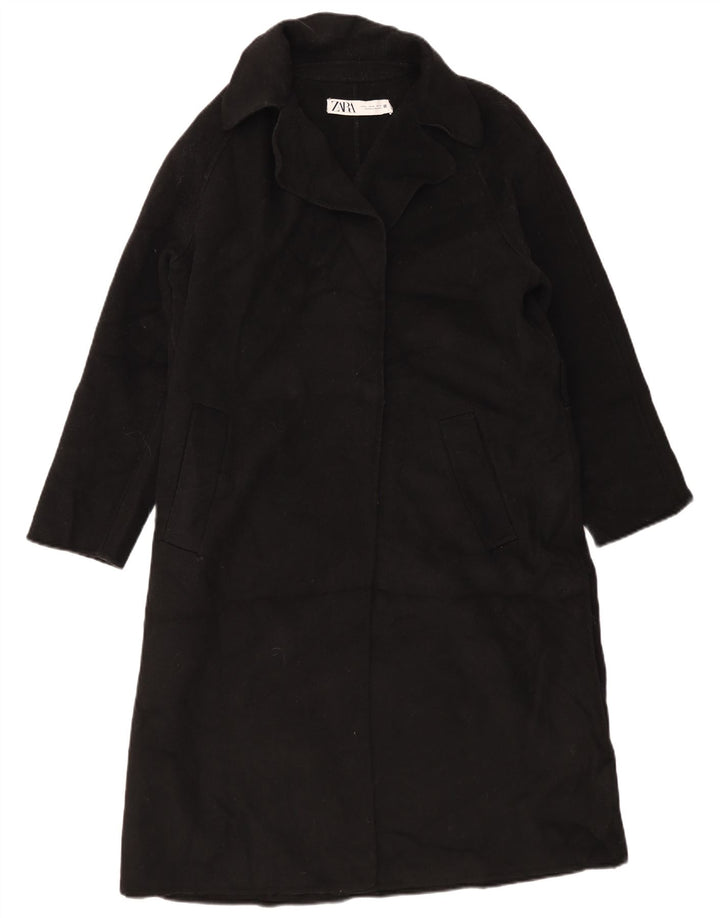 Zara Womens Oversized Overcoat UK 14 Medium Black Wool