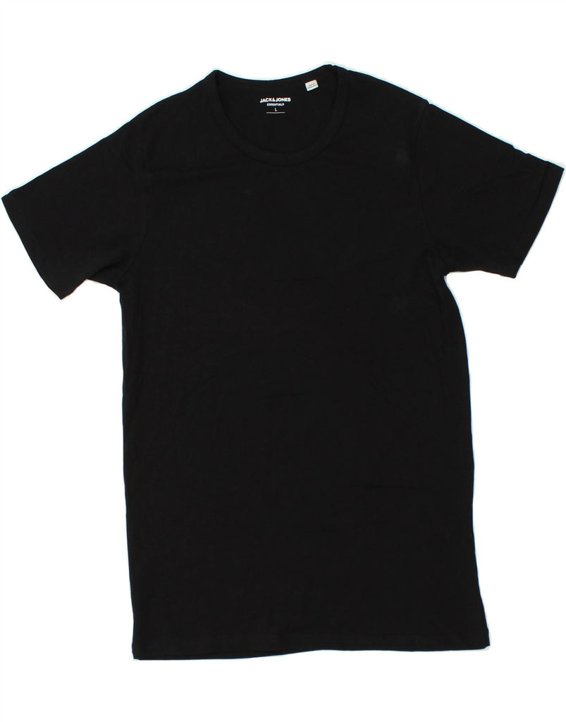 JACK & JONES Mens Slim T-Shirt Top Large Black Cotton | Vintage Jack & Jones | Thrift | Second-Hand Jack & Jones | Used Clothing | Messina Hembry 