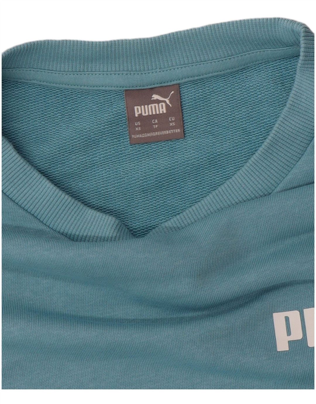 PUMA Womens Oversized Graphic Sweatshirt Jumper UK 6 XS Blue