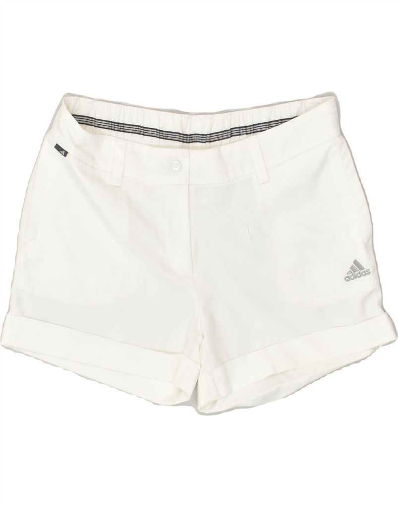 ADIDAS Womens Chino Shorts UK 10 Small W28  White Polyester | Vintage Adidas | Thrift | Second-Hand Adidas | Used Clothing | Messina Hembry 