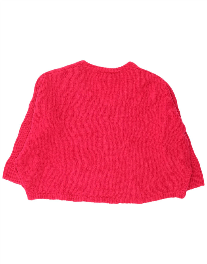 Massimo Dutti Womens 3/4 Sleeve V-Neck Jumper Sweater UK 14 Medium Pink