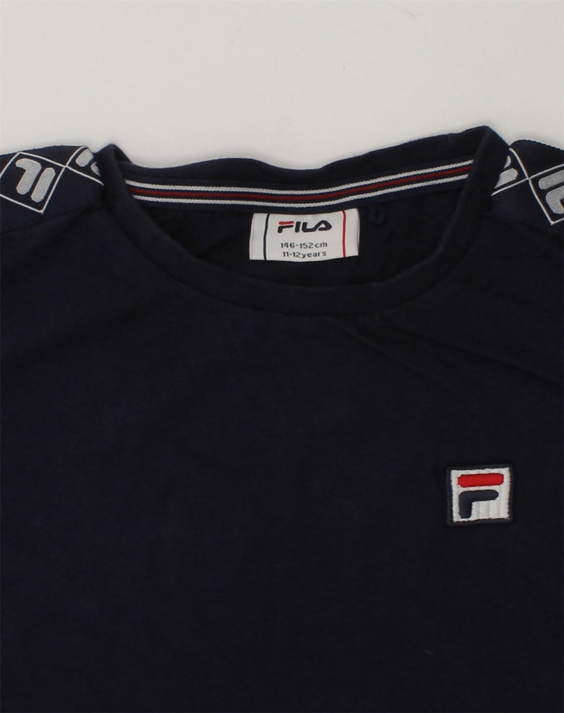 FILA Boys T-Shirt Top 11-12 Years Navy Blue Cotton | Vintage Fila | Thrift | Second-Hand Fila | Used Clothing | Messina Hembry 