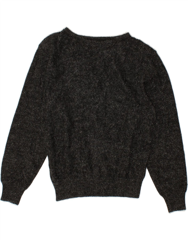 VINTAGE Womens Boat Neck Jumper Sweater UK 14 Medium Grey Flecked Vintage Vintage and Second-Hand Vintage from Messina Hembry 