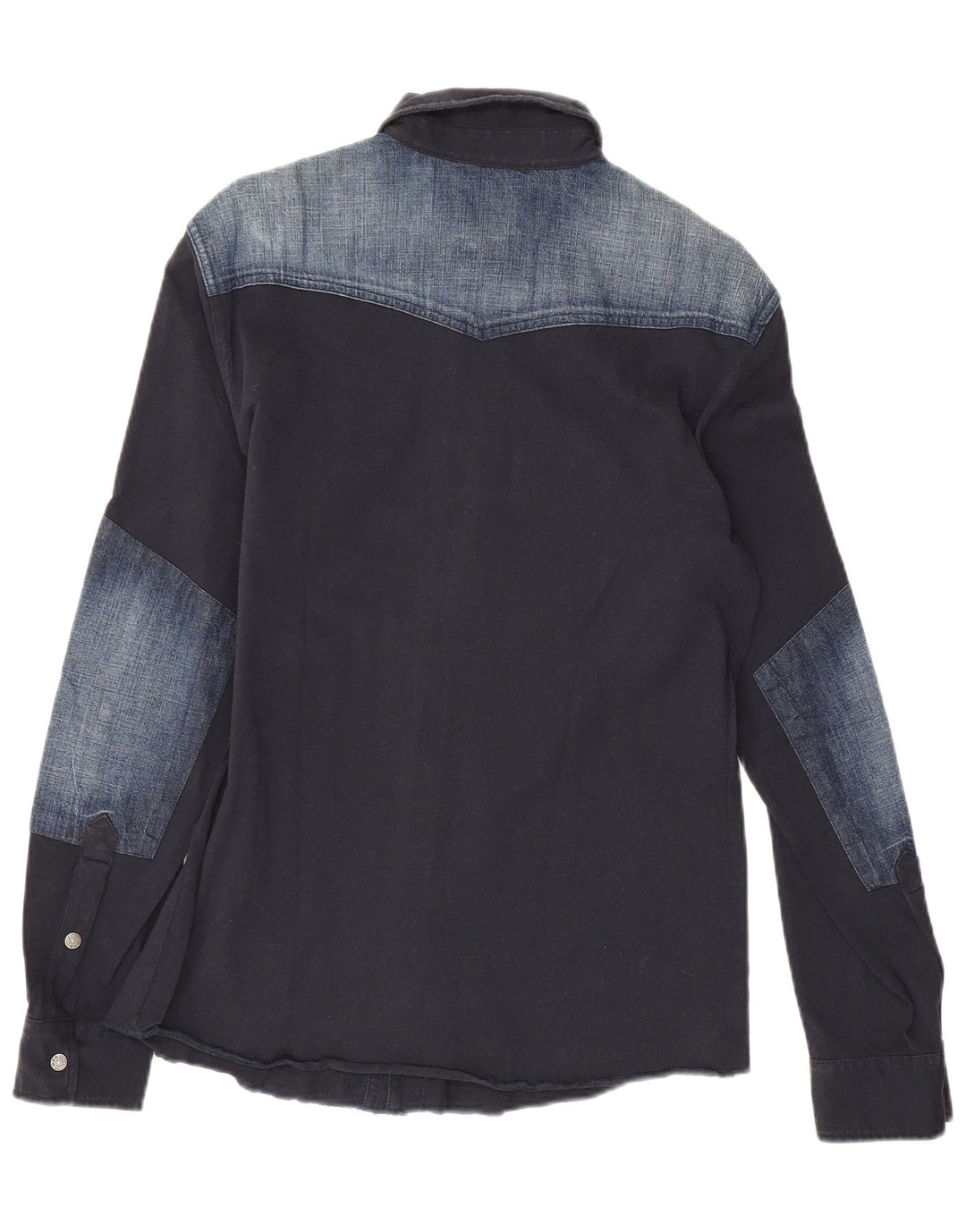 Gas Mens Graphic Shirt Medium Navy Blue Colourblock Cotton