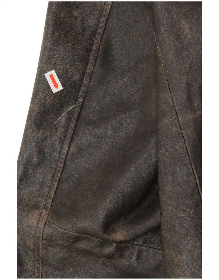 Mays & Rose Mens Leather Jacket IT 50 Large Brown Leather