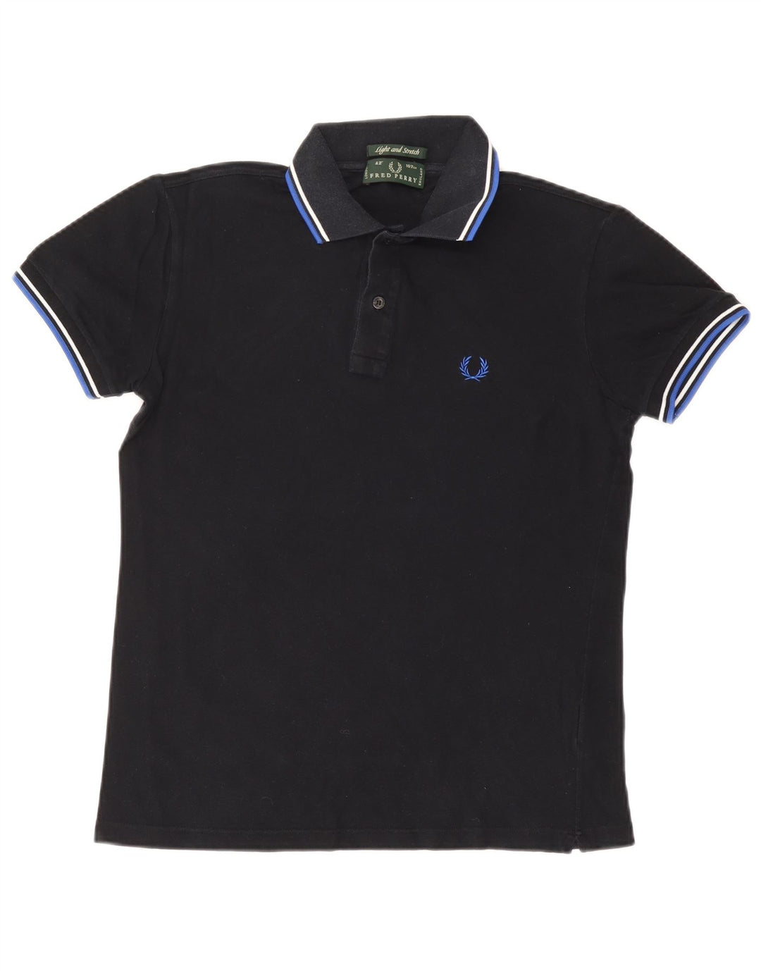 FRED PERRY Mens Light and Stretch Polo Shirt Medium Navy Blue Cotton