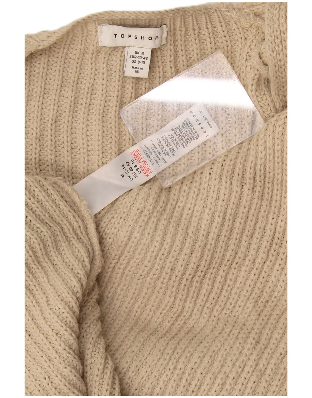 Topshop Womens Oversized Longline Open Cardigan Sweater UK 14 Medium Beige
