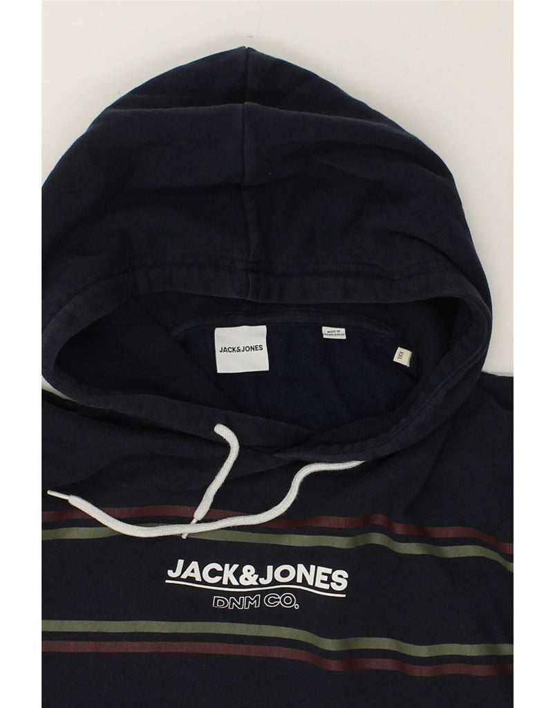 JACK & JONES Mens Graphic Hoodie Jumper 2XL Navy Blue Cotton | Vintage Jack & Jones | Thrift | Second-Hand Jack & Jones | Used Clothing | Messina Hembry 