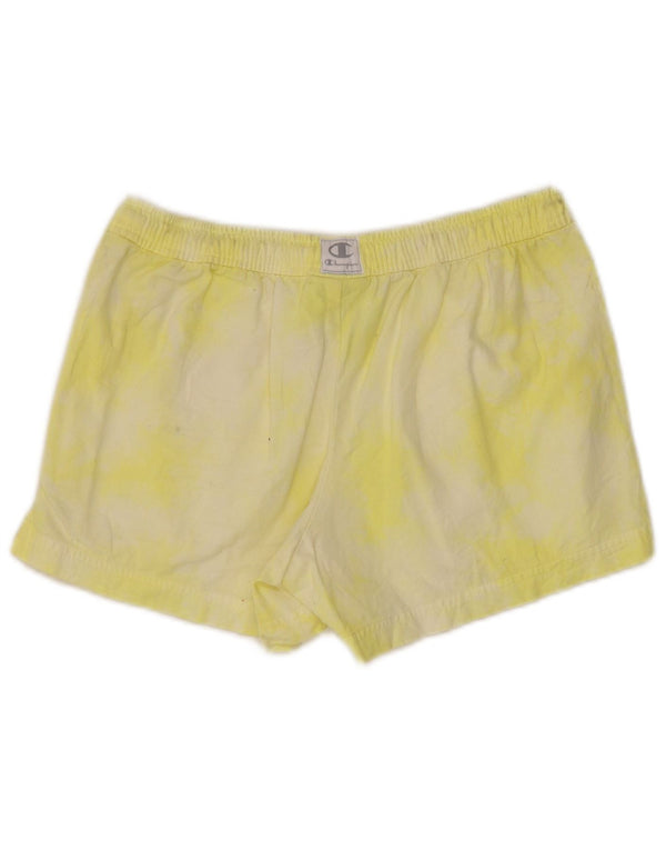 Champion Womens Sport Shorts UK 6 XS Yellow Tie Dye Cotton