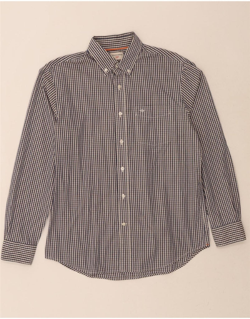 DOCKERS Mens Shirt Medium Navy Blue Gingham Cotton Vintage Dockers and Second-Hand Dockers from Messina Hembry 