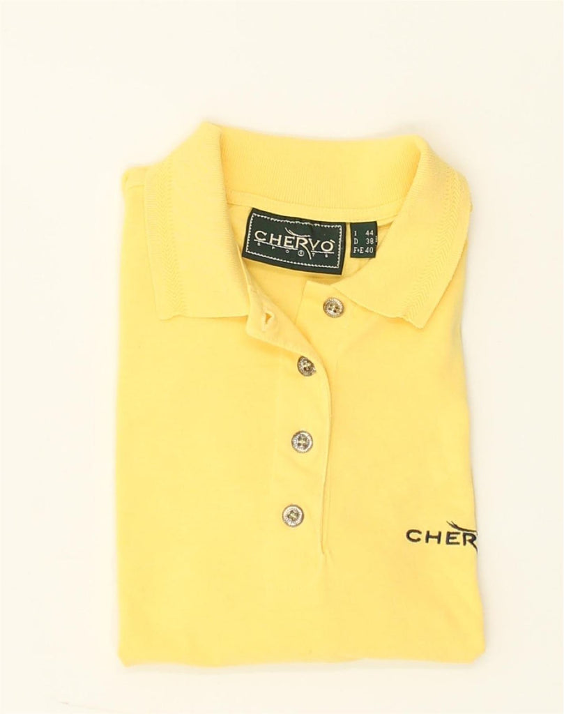 CHERVO Womens Polo Shirt IT 44 Medium Yellow Cotton | Vintage Chervo | Thrift | Second-Hand Chervo | Used Clothing | Messina Hembry 