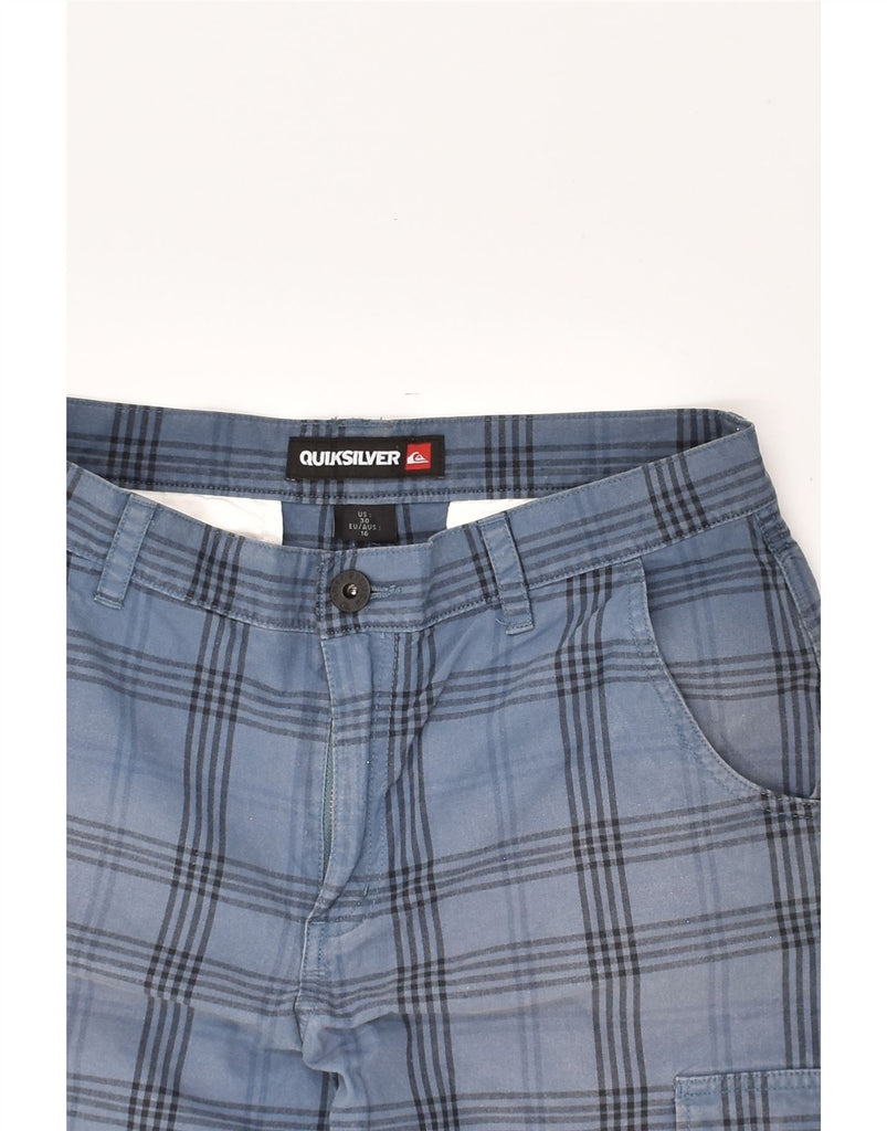 QUIKSILVER Boys Cargo Shorts 15-16 Years W30 Blue Check Cotton | Vintage Quiksilver | Thrift | Second-Hand Quiksilver | Used Clothing | Messina Hembry 