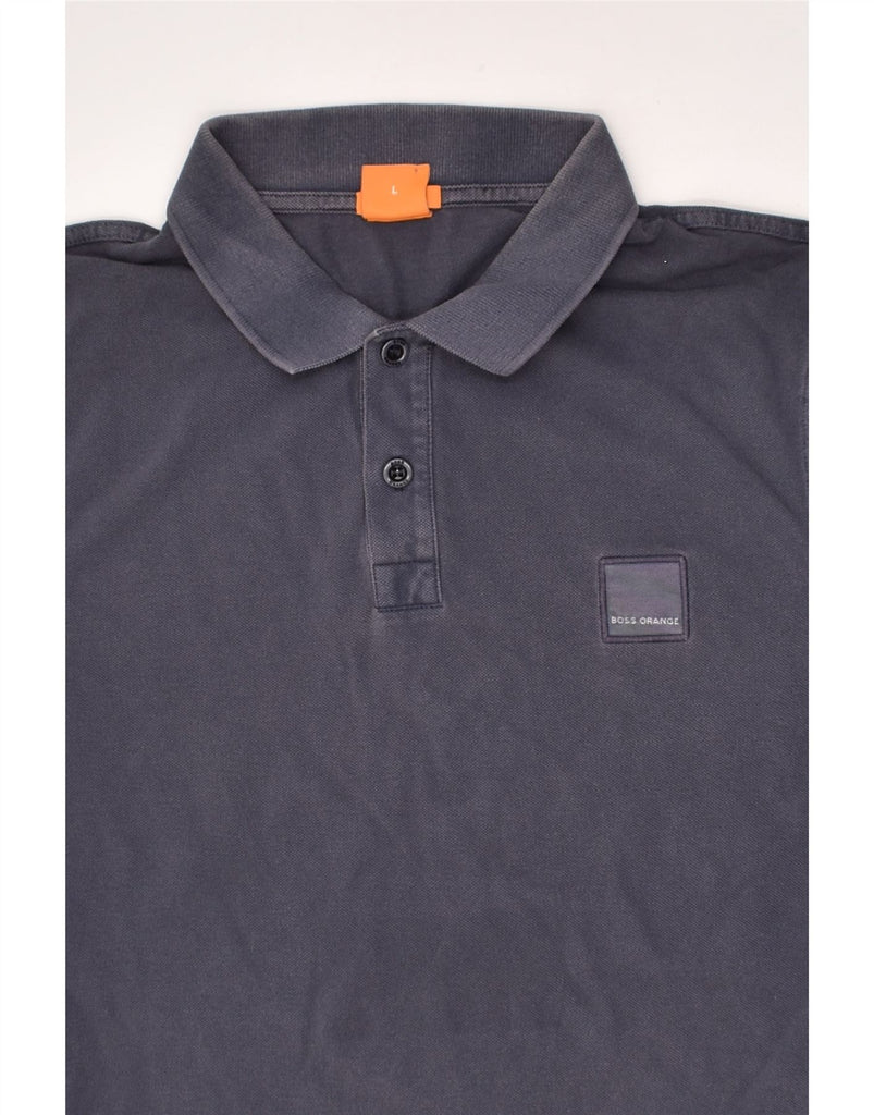 HUGO BOSS Mens Slim Fit Polo Shirt Large Navy Blue Cotton | Vintage Hugo Boss | Thrift | Second-Hand Hugo Boss | Used Clothing | Messina Hembry 