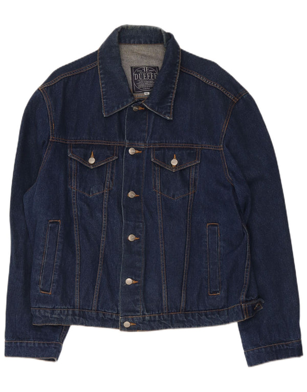 Dueffe Mens Denim Jacket UK 42 XL Navy Blue Cotton