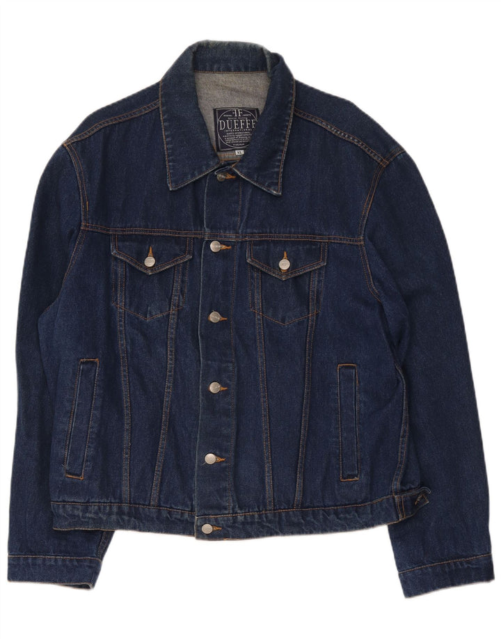 Dueffe Mens Denim Jacket UK 42 XL Navy Blue Cotton